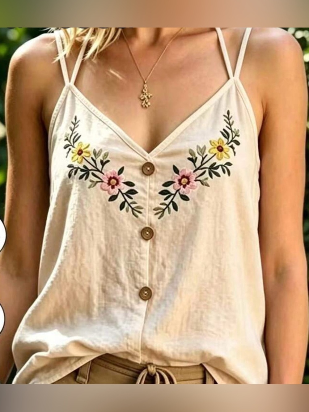 Embroidered V-Neck Cami Top NWOT